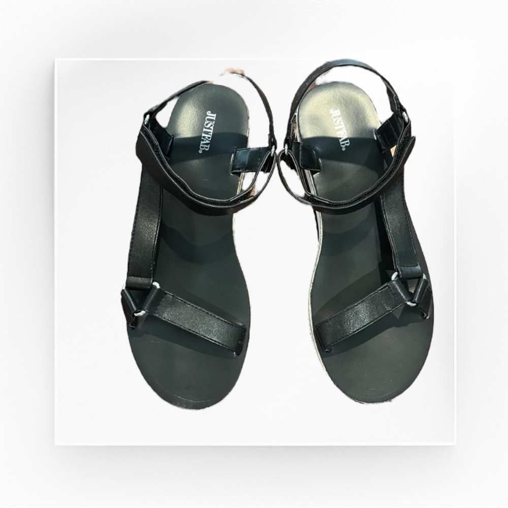 New! JUSTFAB Black Sandals, Women’s size 8.5